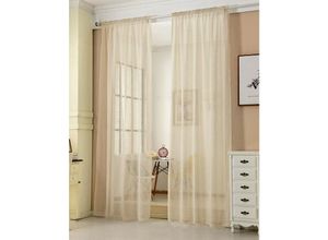 4250367166123 - Gardinen transparent mit Kräuselband Vorhang Leinenoptik Halbtransparent Voile Leinenvorhang Stores Fensterschal Dekoschal Wohnzimmer Kinderzimmer