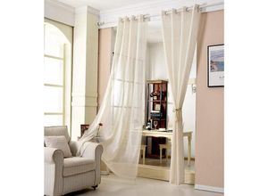 4250367166161 - Gardinen transparent mit Ösen Leinenoptik Vorhang Schal Deko Ösenvorhang Halbtransparent Stores Voile Fensterschal Leinenvorhang für Wohnzimmer