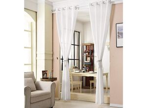 4250367166208 - Gardinen transparent mit Ösen Leinenoptik Vorhang Schal Deko Ösenvorhang Halbtransparent Stores Voile Fensterschal Leinenvorhang für Wohnzimmer