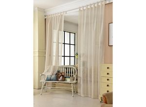 4250367166277 - Gardinen transparent mit Schlaufen Leinen Optik Schlaufenschal Leinenvorhang im Landhausstil Stores Voile Fensterschal für Wohnzimmer Kinderzimmer