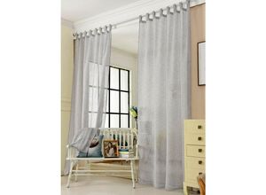 4250367166284 - Gardinen transparent mit Schlaufen Leinen Optik Schlaufenschal Leinenvorhang im Landhausstil Stores Voile Fensterschal für Wohnzimmer Kinderzimmer