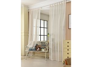 4250367166314 - Gardinen transparent mit Schlaufen Leinen Optik Schlaufenschal Leinenvorhang im Landhausstil Stores Voile Fensterschal für Wohnzimmer Kinderzimmer