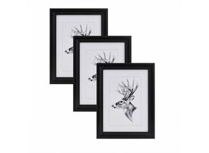 4250367169537 - 3er Set 30x40cm Bilderrahmen Artos Stil Holz Rahmen Fotogalerie Glasscheibe Schwarz - schwarz - Woltu