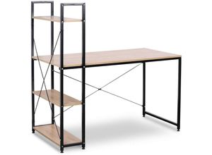 4250367194393 - Woltu - Schreibtisch Computertisch Büromöbel pc Tisch Bürotisch Arbeitstisch aus Holz und Stahl mit Ablage ca 120x64x120 cm Heller Eiche+schwarz