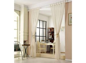 4250367200742 - Woltu - 2er-Set Gardine Schlaufenschal transparent Leinenoptik creme 140x245 cm - creme