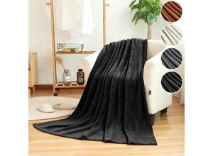 4250367205105 - Kuscheldecke flauschig warm Decke Fleecedecke Schwarz Winter super weiche Flanell Decke als Sofadecke Couchdecke Sofaüberwurf Dicke Wohndecke für