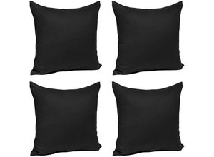 4250367243541 - 4 x Kissenbezug Kissenhülle 100% Baumwolle mit Reissverschluss Sofakissen Bezüge schwarz 30x30cm - schwarz - Woltu