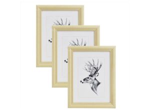 4250367280126 - 3er Set 20x30cm Bilderrahmen Artos Stil Holz Rahmen Fotogalerie Glasscheibe Naturfarbe - Naturfarbe - Woltu