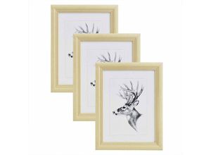 4250367280157 - 3er Set 21x297cm Bilderrahmen Artos Stil Holz Rahmen Fotogalerie Glasscheibe Naturfarbe - Naturfarbe - Woltu