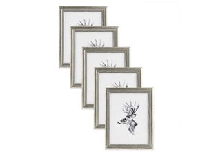 4250367280379 - 5er Set 20x30 cm Bilderrahmen Artos Stil Holz Rahmen Fotogalerie Glasscheibe Silber - silber - Woltu