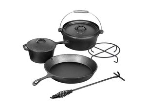 4250373246611 - El Fuego Topf-Set El Fuego® Dutch Oven Eisenguss (Set 7-tlg) aus Gusseisen mit spezieller Oberflächenveredelung schwarz