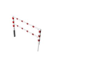 4250384706395 - Wegesperre schwenkbar mit Ober- und Knieholm weiß mit roten Reflexstreifen Breite 2000 mm Schake 4250384706395 - Wegesperre schwenkbar mit Ober- und Knieholm weiß mit roten Reflexstreifen Breite 2000 mm Schake