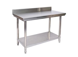 4250390890422 - Wiltec Edelstahl Tisch Arbeitstisch Edelstahltisch mit Aufkantung 100x60x85cm für Gastro Küche Werkstatt Garten Keller mit höhenverstellbare Füßen