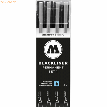 4250397639758 - BLACKLINER SET 1 Fineliner schwarz 005 01 02 04 mm 4250397639758 MOLOTOW 52-MO200486