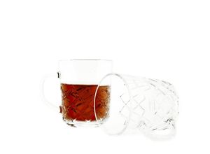 4250404244272 - Bade 6 Teiliger Gläser-Set mit Henkel für Tee Kaffee Transparent mit Muster - Almina