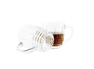 4250404244340 - Almina Mira 6er-Gläser Set mit Henkel Teeglas Kaffeeglas Transparent mit Design