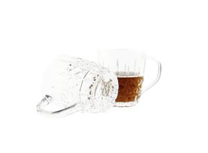 4250404244357 - Lara 6er-Gläser Set mit Henkel Teeglas Kaffeeglas Transparent mit Design - Almina