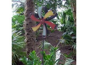 4250407315351 - Gartenstecker Windrad bunt 114cm Metall Gartendeko Windmühle Windspiel Beetdeko