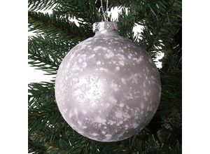 4250407318314 - Buri - Glas-Weihnachtsbaumkugeln 2 Stück 9cm Christbaumkugel Adventsdeko Baumschmuck - silber