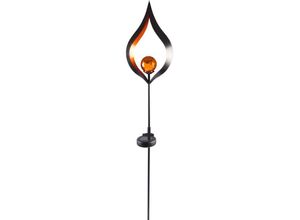 4250407320881 - Buri - Solar Metall-Gartenstecker 95cm led Glaskugel Gartendeko Mond Tropfen Flamme top - Flamme