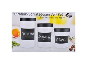 4250407326609 - Buri - Keramik Vorratsdosen 3er-Set mit Schriftfeld Kaffeedose Teedose Dose Vorratsdose