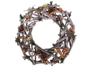 4250407328825 - Buri - LED-Stöckchenkranz 38cm Naturzweige Weihnachtskranz Tischkranz Türkranz Shabby - gold