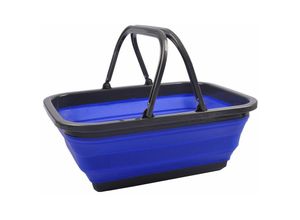 4250407344474 - Tragekorb faltbar Einkaufskorb Picknickkorb Tragetasche Aufbewahrungskorb Korb - blau - farbeblau