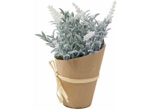 4250407351571 - Buri - Künstlicher Lavendel mit Übertopf 22cm Kunstblume Kunstpflanze Lavendelbusch - weiss