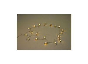 4250407357764 - Lichterkette 20 LEDs Weihnachtsdeko Stern Blüte Hochzeit Leuchtdeko Batterie - Stern Holz - Buri