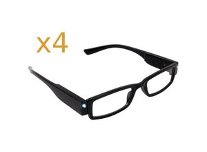 4250407358549 - Buri - 4x Lesebrille mit LED-Licht +350 dpt Lesehilfe Sehhilfe Nachtbrille Leselicht