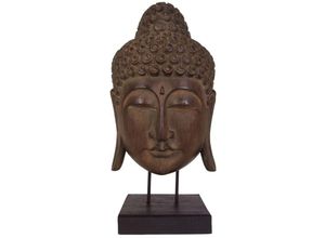 4250407359621 - Buri - Buddha Maske 65cm auf Holzsockel Statue Dekofigur Skulptur Holzmaske Feng Shui