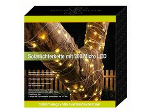 4250407359645 - Buri - Solar-Lichterkette 200 Micro-LEDs 219m Warmweiß Gartenbeleuchtung Terrassendeko - Warmweiß