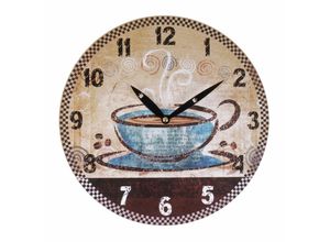 4250407360337 - Zeitlose Wanduhr Ø29cm Landhausstil Shabby Vintage Antik Küchenuhr Holzuhr Deko - Tasse