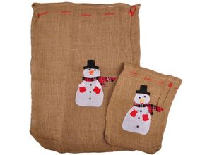 4250407366308 - Geschenkesack 2er-Set Jutesack Nikolaussack Geschenkebeutel Geschenkverpackung - Schneemann