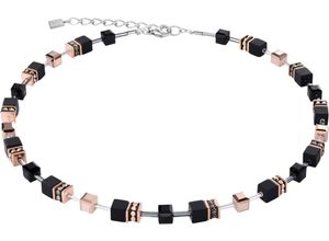 4250409697745 - CŒUR DE LION Damen Halskette GeoCUBE® Edelstahl Onyx roségold