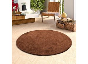 4250415900914 - - Hochflor Shaggy Teppich Braun Rund - 100 cm Rund