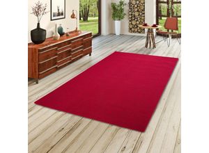 4250415978586 - - Feinschlingen Velour Teppich Strong Rot - 80x320 cm
