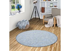 4250415989049 - Schlingen Teppich Memory Blau Meliert Rund - 133 cm Rund