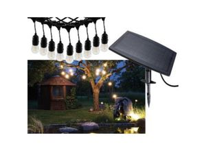 4250416338921 - Solar Lichterkette Außen - Solarleuchten Wetterfest 6m lang 10 led Lampen IP44 Aussenbeleuchtung Outdoor - Solarpanel mit Akku - AussenLichterkette