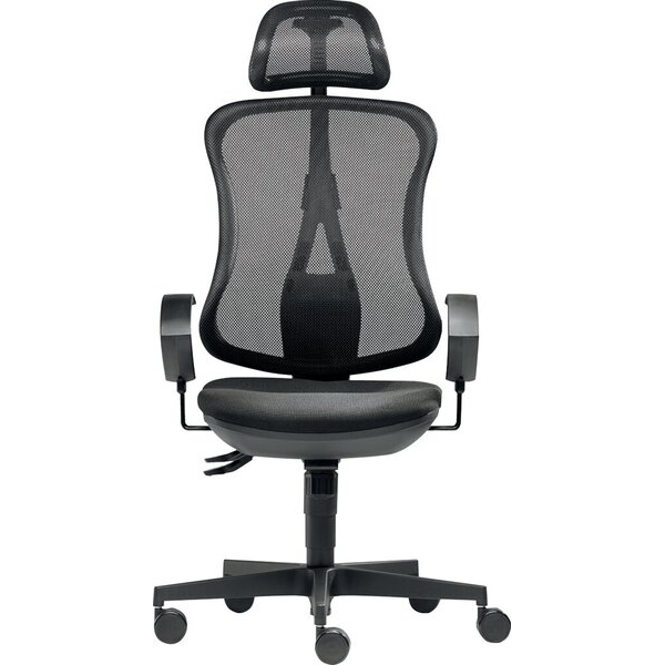 4250416824790 - Bürodrehstuhl Flash Net Nutzergewicht bis 110 kg mit Ring-Armlehnen höhenverstellbar Bandscheiben-Sitz Teppichbodenrollen