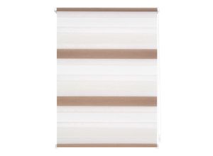 4250434115290 - Lichtblick Duo-Rollo Klemmfix ohne Bohren Bunt - Creme - Weiß - Braun 80 x 150 cm (B x L)