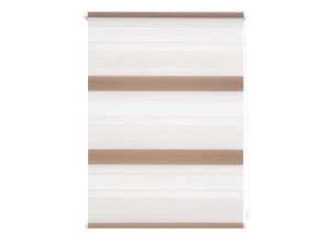 4250434115313 - Lichtblick Duo-Rollo Klemmfix ohne Bohren Bunt - Creme - Weiß - Braun 90 x 150 cm (B x L)