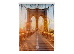 4250434120713 - Lichtblick Rollo Klemmfix ohne Bohren blickdicht Brooklyn Bridge - Orange 80 x 150 cm (B x L)