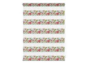 4250434140452 - Doppelrollo ORIGINAL Duo Rollo Motiv Birds Rollos Gr 150 cm 45 cm grün (grün pink) Doppelrollos Rollo bedruckt