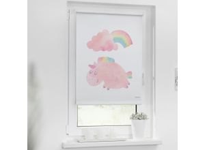 4250434154527 - Seitenzugrollo LÜTTENHÜTT EINHORN Gr 4 rosa (rosa weiß) B60cm H150cm Polyester Rollos Kinderrollo im Fixmaß