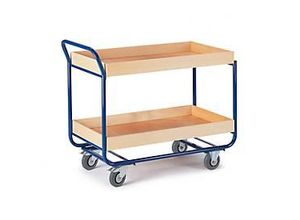 4250448501522 - Rollcart Tischwagen mit 2 Etagen 1000x575mm Buchedekor 80mm Rand