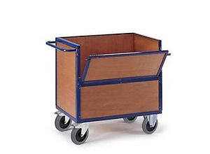 4250448503014 - Rollcart Holzkastenwagen halb geklappt und vergittert mit Deckel 1165x765mm