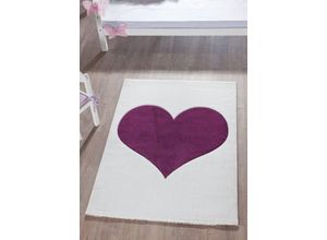 4250468519033 - Kinderteppich 170 x 120 cm weiß - Herz lila