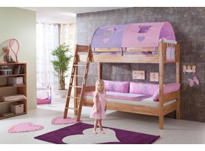 4250468533589 - Etagenbett STEFAN Buche massiv natur lackiert Stabverleimt geplankte Optik mit Textilset purple r