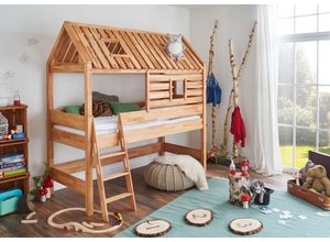 4250468555260 - Spielbett Tom´s Hütte und Bett Kim Buche massiv natur geölt